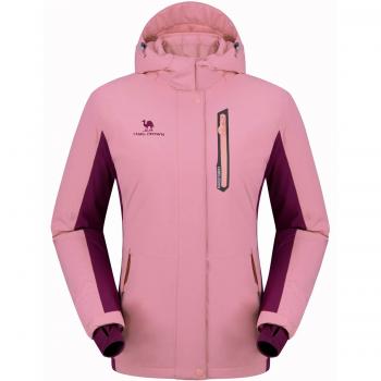 CAMEL CROWN Chaqueta Impermeable con Capucha para Mujer A Prueba de Viento Chaqueta de Esquí con Forro Polar, Jacket Invierno para Montaña Cámping Viajes Snowboard Deportes Múltiples Bolsillos