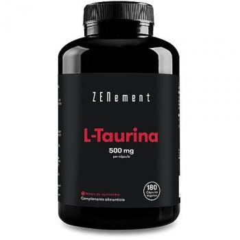 L-Taurina 500 mg - 180 Cápsulas Veganas - Suplemento Deportivo, Antioxidante - Taurina Pura - No-GMO, Sin Gluten, Sin Aditivos - Zenement