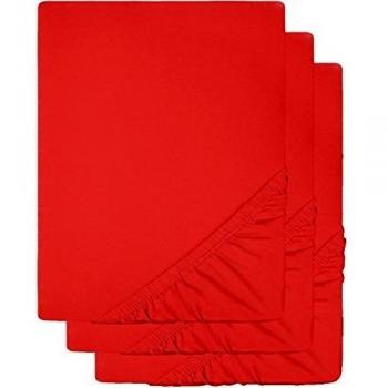 CelinaTex Lucina bebés niños sábanas Ajustables Camas para bebé Camas para niños algodón 3er-Set 60x120-70x140 cm Rojo rubí