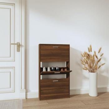Zapatero de madera multicapa marrón 59x17x108 cm