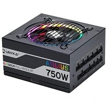 UNYKAch Atilius RGB 750W Full Modular ATX Power Supply with Active PFC, 90% Efficiency, and 120mm Ultra Quiet RGB Fan