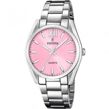 Reloj Festina F20622/M Mujer Boyfriend Caja y Correa de Acero Inoxidable 316L Plateado Rosa
