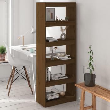Estantería divisor de espacios vidaXL madera pino 60x30x167,5 cm en color marrón, blanco y gris, mueble de almacenaje para oficina, estudio, sala de estar y dormitorio