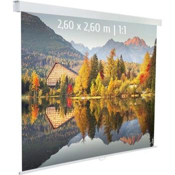 Pantalla de Proyección Manual Kimex 2.6x2.6m Formato 1:1 Tela Blanca Ideal para Salas de Reuniones y Escuelas