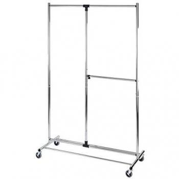 Perchero móvil Profissimo de metal cromado, ajustable en altura, 116 x 188 x 49 cm, con 4 ruedas