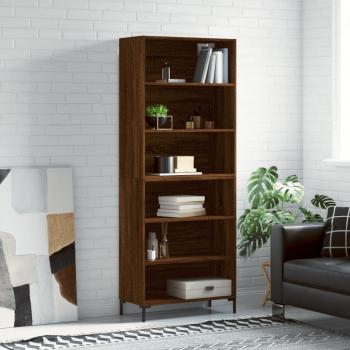 Aparador alto de madera multicapa de Roble Marrón, dimensiones 69,5x32,5x180 cm