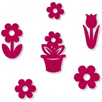 Efco - fieltro de Surtido de flores, poliéster, fucsia, 15 - 21 x 35 mm, 18 piezas