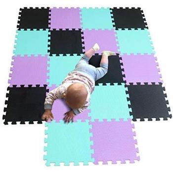 MQIAOHAM Alfombra de Enclavamiento 30 x 30 1cm Azulejos de Espuma Esteras de protección Esteras Juegos Espuma Suave para niños en el Gimnasio Área Juegos Ejercicio Yoga Negro Verde púrpura 104108111