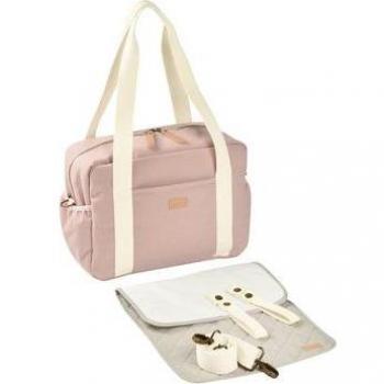 Bolso cambiador BEABA Paris Rosa, incluye compartimentos organizadores, material impermeable, diseño elegante y moderno, asa ajustable y correas para carrito