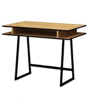 Escritorio Ida Epikasa, Tablero de Aglomerado de Melamina en Roble y Metal Negro, 100x60x75 cm