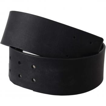 GF Ferre Black Genuine Leather Wide Logo Waist Belt - 60 cm / 24 Inches
