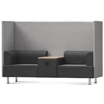 Sofá 2 plazas Rocada Ergoline con mesa - Tela/melamina - Color negro/gris