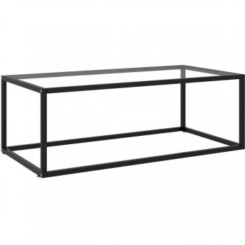 Black Coffee Table with Tempered Glass 39.4x19.7x13.8
