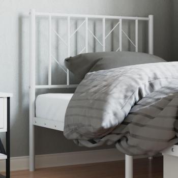 Cabecero de metal blanco de 80 cm con diseño moderno, estructura resistente, acabado en pintura blanca, fácil instalación y adecuado para camas individuales