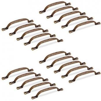 Emuca 9160208 Tirador para mueble, CC 96mm, zamak, acabado bronce, Set de 20