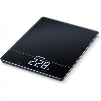 Beurer KS34 Balanza de Cocina Digital con Capacidad de 15 kg, Función Tara y Pantalla LED Magic, Color Negro