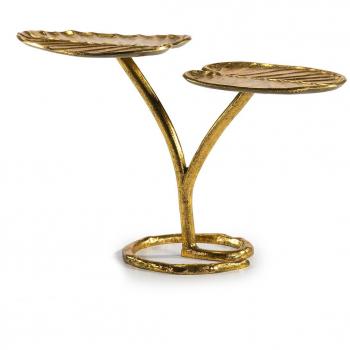 Mesa auxiliar de metal dorado con 2 tableros Pass