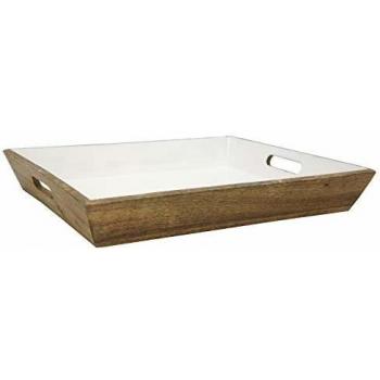 Bandeja de Madera de Mango con Esmalte Blanco Aubry Gaspard