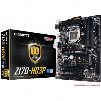 Placa Base Gigabyte GA-Z170-HD3P con Soporte LGA 1151, DDR4 x 4, 2133 MHz, DVI y HDMI - Formato ATX