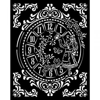 Stamperia International Thick Stencil-Alice Clock Plantilla Gruesa – Reloj de Alicia, Varios, 20 x 25 cm