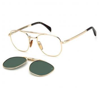 Eyewear by David Beckham Gold Havana/Green Clip-On Sunglasses, Yellow male, Size: 52 MM
