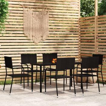 vidaXL 7-Piece Black Outdoor Dining Set