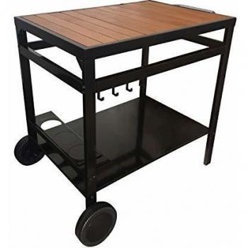 Carrito para plancha Aveiro en acero negro y madera con ruedas