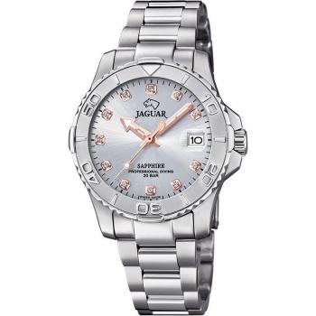 Reloj Jaguar J870/2 Couple Diver para Mujer, Caja de Acero Inoxidable 316L, Color Gris Plata