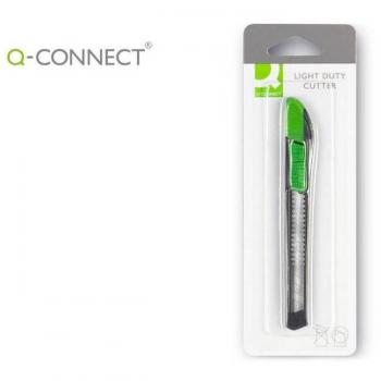 Q-Connect KF10631 Cúter Estrecho con Cuerpo de Plástico Retráctil y Cuchillas Recargables de 9 mm