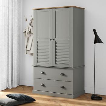 Armario Vigo de Madera Maciza de Pino Gris 90x55x176 cm Vidaxl