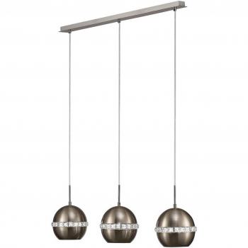 Lámpara colgante de techo 3 luces E27 Linear cromo pulido y cristal