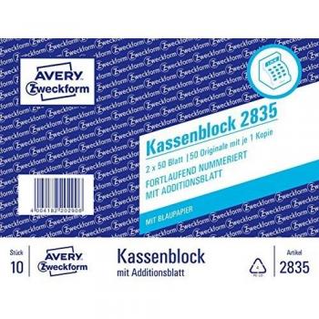 Kassenblock Numerado a Doble Color 10x15 cm - 2 x 50 Hojas, Engrapado en la Parte Superior