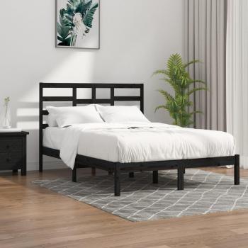 Cama de madera maciza negra 120x200 cm