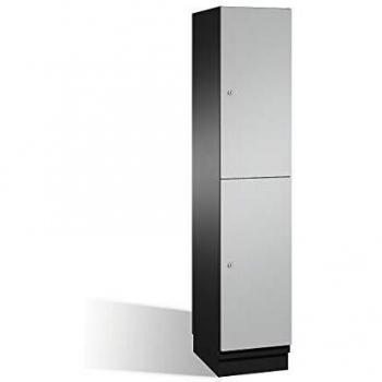 Armario de compartimentos Cambio C+P con barra perchero, 1 compartimento, cuerpo gris oscuro y puerta blanco aluminio, ancho 400 mm