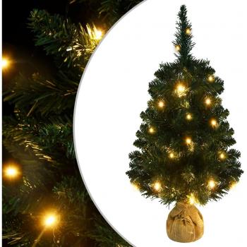 vidaXL Artificial Pre-lit Christmas Tree with Stands Green 90 cm PVC
