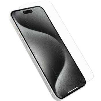Protector de Pantalla OtterBox Premium de Cristal Templado Antimicrobiano para Apple iPhone 15 Pro Max - Transparente, Protección Avanzada contra Arañazos, Resistente a Caídas hasta 0