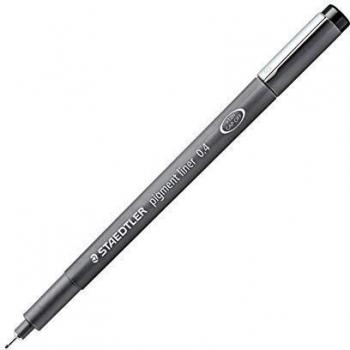 Staedtler 308 04-9 - Pigment Liner Rotuladores, Paquete de 10 . Caja con 10 marcadores permanentes de color negro.