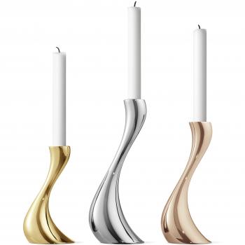 Georg Jensen candelabro de Cobra, Acero Inoxidable, Oro Rosa, 8 x 8 x 16 cm