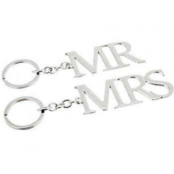 Amore Set Of Two Silverplated Key rings Mr & Mrs