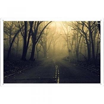 Metal cartel Cartel de chapa Hojalata sesión #24242 Road Through The Misty Forest Retro Vintage Pared Decoración by hamgaacaan