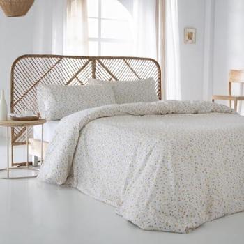 Funda Nórdica Beige 100% Algodón Percal 144 Hilos con Funda de Almohada para Cama de 135 cm