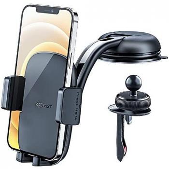 ACEFAST Soporte Móvil Coche 3 Formas de Fijación para Salpicadero o Rejilla Aire Acondicionado, Rotación de 360° para Teléfono en Coche o Mesa, Accesorio Compatible con Móviles desde 4.5 a 6.7 Pulgada