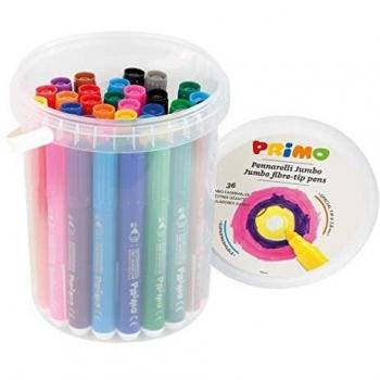Morocolor PRIMO, marcadores Jumbo 36 marcadores de punta grande marcadores lavables con balde 12, brillantes punta grande Ø 7,6 mm marcadores lavables para niños