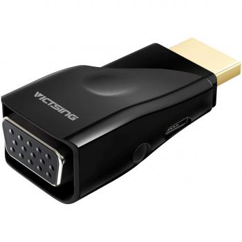VicTsing Adaptador HDMI a VGA, Micro USB Cable y Puerto de Audio, 1080P Macho a Hembra, Mini conversor convertidor de Video para PC, Portátiles, HDTV Proyectores, PS4/3 Xbox, Sony, Apple y Otros HDMI