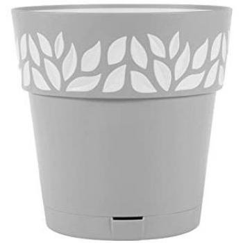 Jarrón de Polipropileno con Reserva y Autorriego Opera Cloe 25 cm Gris Piedra
