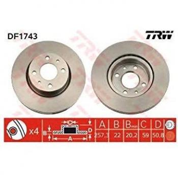 Disco de freno TRW DF1743, tipo frente, ventilado, 1 pieza
