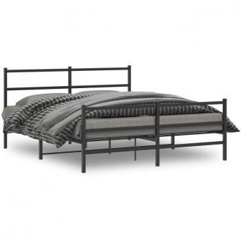 vidaXL Metal Bed Frame without Mattress with Footboard Black 150x200cm