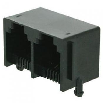 Base telefónica doble 6 posiciones 4 contactos color negro Electro Dh 39.720/6/4