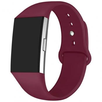 Oenfoto Correa Compatible Fitbit Charge 2, Pulsera de Silicona Suave Adjustable, Accesorios para Fitbit Charge 2 para Mujeres Hombres, Rojo Vino, Grande