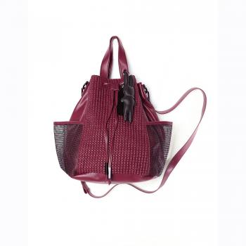 VENCA Bolso bolsillos laterales con rejilla mujer by VencaStyle - 008811,GRANATE/NEGRO,UNICA